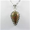 Image 1 : Natural Unikite Gemstone in Sterling Silver Pendant