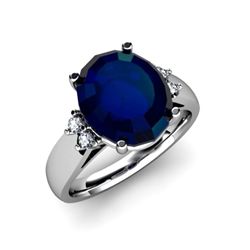 Sapphire 6.00ctw& Diamond Ring 14kt White Gold