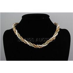 277.13CTW 18  WHITE-ORANGE-GREEN RICE PEARL NECKLACE ME