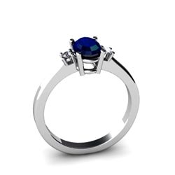 Sapphire 0.60 ctw Diamond Ring 14kt White Gold