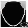 Image 1 : 187.00 ctw Fresh Water Rice Pearl Necklace & Bracelet
