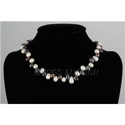 242.4CTW 18" WHITE-BLACK FRESHWATER PEARL NECKLACE META