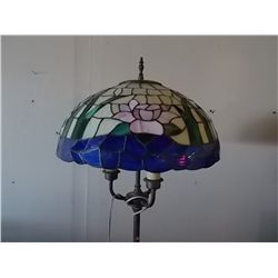 Vintage Floor Lamp Pink Flowers Blue Trim