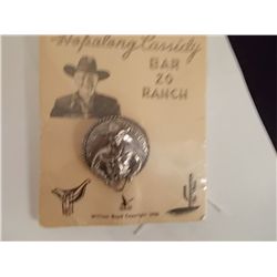 Hopalong Cassidy Bar 20 Ranch Pin 1 ¼”