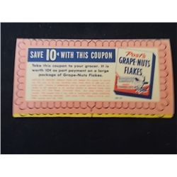 Hopalong Cassidy 6” x 3” Post‘s Grape-Nuts Flakes