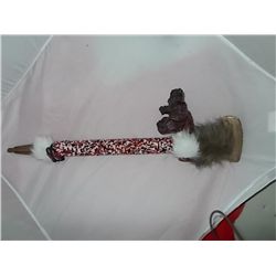 Collectible bone bowl, wood shaft, hand carved