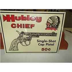 Hubley Chief cap pistol, 12” x 9” metal