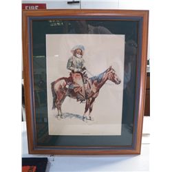 Cowboy Picture Signed Fredrick Remington  1901