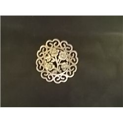 c1940 Mexican Turquoise Silver Filigreed Pin