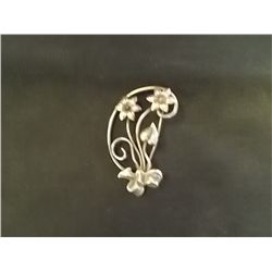 2 ½” x 1 ½” c1950 Sterling Silver Floral Pin