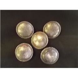 Five 1 1/8” Matching Sterling Conchos