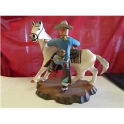 c1972 Hand Carved Wood Rodeo Cowboy Statue