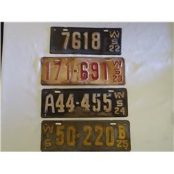 Four Wisconsin License Plates,