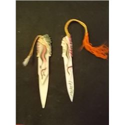 Two Antique Celluloid Letter Openers and Bookmark