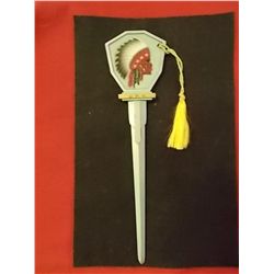 Antique Metal Letter Opener Indian Chief Head