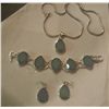 Set of Sterling Silver Necklace, Bracelet and Earrings W/Gemstones
