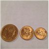 3 Mexico Gold Pesos Coins, Uno, Dos, Cinco