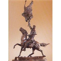 Buffalo Signal Bronze Sculpture by Frederic Remington.