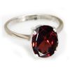 Image 1 : Natural 3 ctw Garnet Oval .925 Sterling Silver Ring