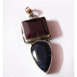 Natural 50.90 ctw Ruby/Sapphire Pendant .925 Sterling