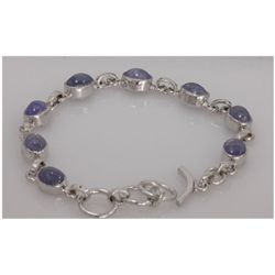 NATURAL 67.50 CTW TANZANITE OVAL BRACELET .925 STERLING