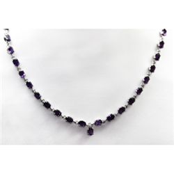 NATURAL 24.00 CTW AMETHYST NECKLACE .925 STERLING SILVE