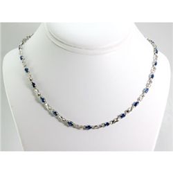 Genuine 4.62 ctw Tanzanite Diamond Necklace14k W/Y Gold