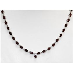 NATURAL 26.00 CTW GARNET NECKLACE .925 STERLING SILVER