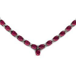 NATURAL 45.00 CTW RUBY NECKLACE .925 STERLING SILVER