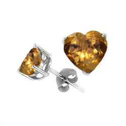 Natural 2.10 ctw Citrine Heart Earrings .925 Sterling