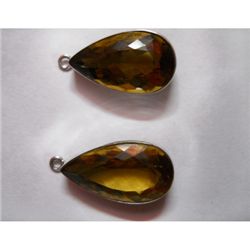 Natural 41.70 ctw. Citrine Pearcut Earrings .925 Sterli