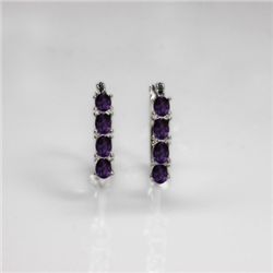 NATURAL 4.00 CTW AMETHYST EARRINGS .925 STERLING SILVER