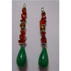 Natural 38.10ct Emerald,Semi Precious Earring .925 Ster