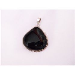 Natural 68.85 ctw Black Onex Pendant .925 Sterling