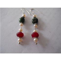 40.60 ctw Ruby and Emerald Earrings .925 Sterling