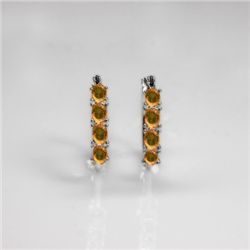 NATURAL 4.00 CTW CITRINE EARRINGS .925 STERLING SILVER