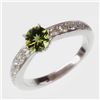 Image 1 : Natural 1.48 ct 3.51g Peridot & Diamond 14k WG Ring