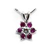 Image 2 : Genuine Ruby0.5Ctw Diamond Necklace14K