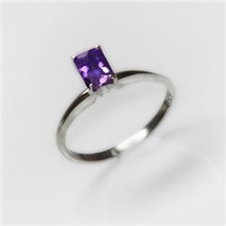 Natural 4.25 ctw Amethyst Emerald .925 Sterling Ring