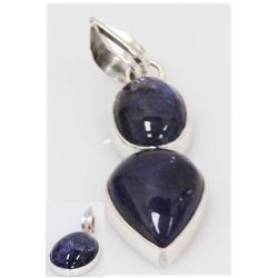 NATURAL 28.85 CTW TANZANITE PENDANT .925 STERLING SILVE