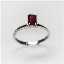 Natural 4.00 ctw Ruby Emerald Cut .925 Sterling Ring