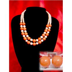 NATURAL 550 CTW FRESWATER PEARL WITH  ORANGE CORAL DOUB