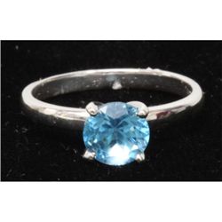 Natural 2ctw Blue Topaz Round .925 Sterling Silver Ring