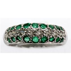 Genuine 0.96 ctw Emerald Diamond Ring 14k W/Y Gold