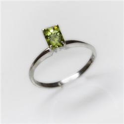 Natural 2.00 ctw Peridot Emerald Cut .925 Sterling Ring