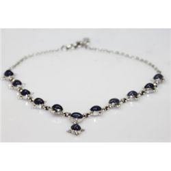 NATURAL106.70CTW. TANZANITE OVAL NECKLACE .925 STERLI