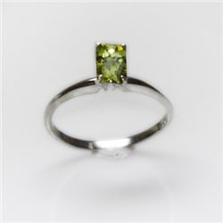 Natural 3.00 ctw Peridot Emerald Cut .925 Sterling Ring