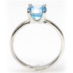 Natural 1.25ctw Blue Topaz Round .925 Sterling Ring