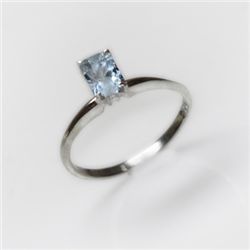 Natural 1.25 ctw Aquamarine Emerald .925 Sterling Ring