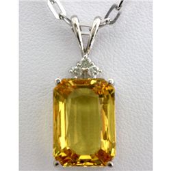 Genuine 10.88 ctw  Yellow Sapphire Diamond Necklace 14k